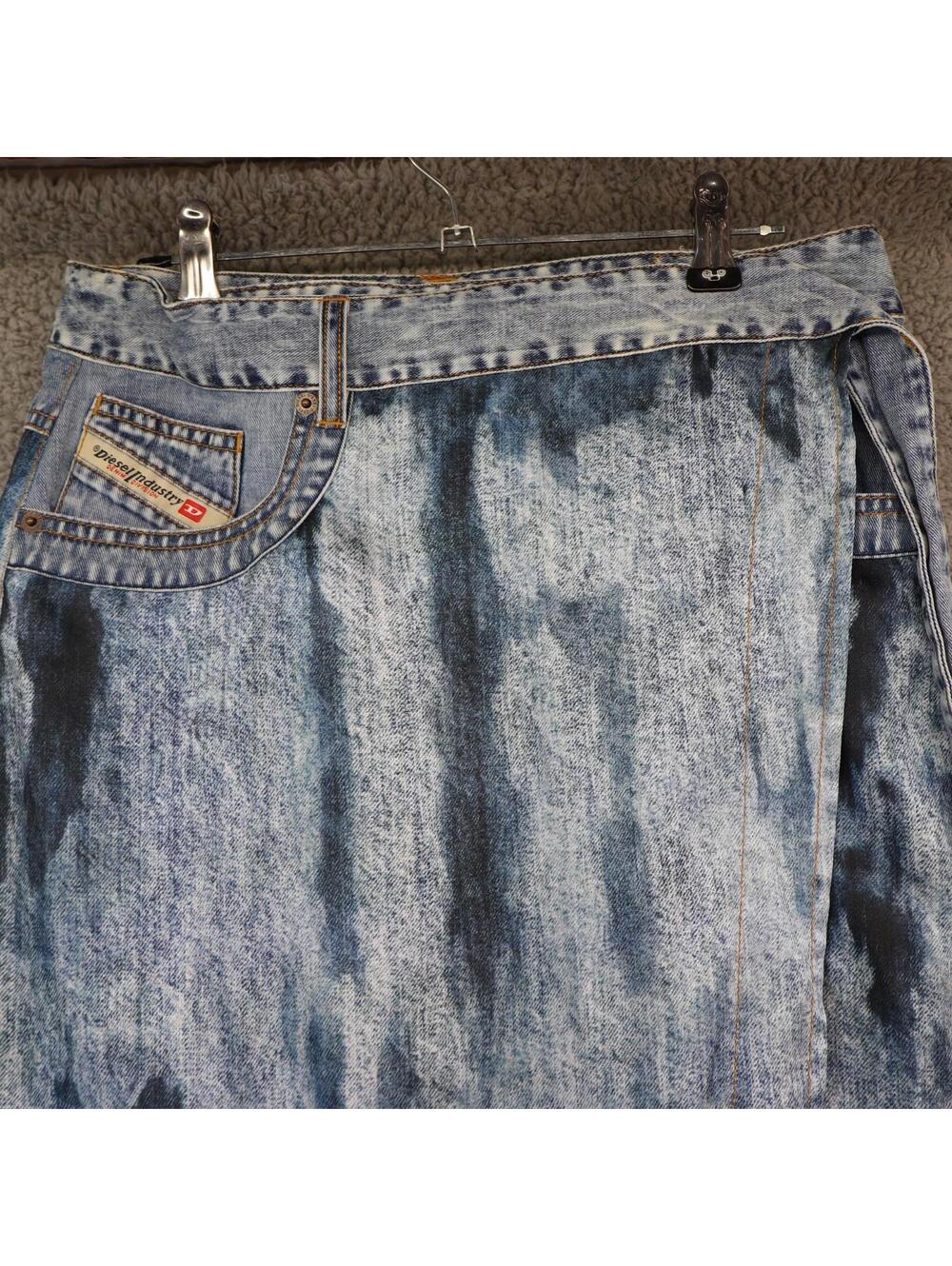 Diesel Light Blue Acid-Wash Denim Maxi Skirt - Picture 2 of 11